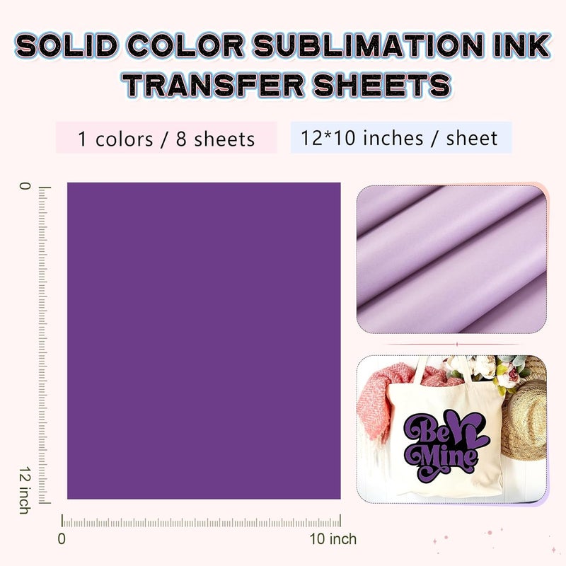 HTVSTD Purple Sublimation Ink Transfer Sheets 8 Sheets 12'' x 10''Sublimation Paper Transfer Sheets for Mugs Tumblers DIY Transfer Paper - Image 3